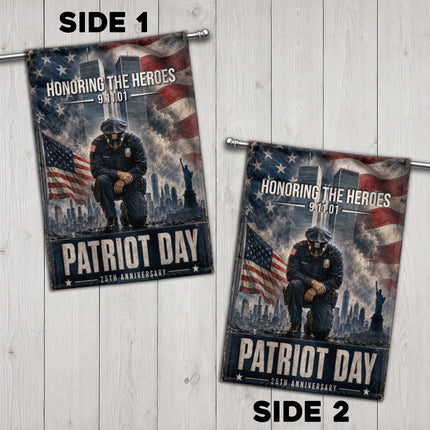 Patriot Day 25th Anniversary Kneeling Police Ground Zero Tribute Flag
