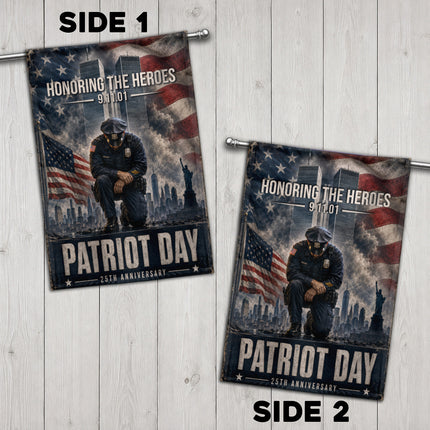 Patriot Day 25th Anniversary Kneeling Police Ground Zero Tribute Flag