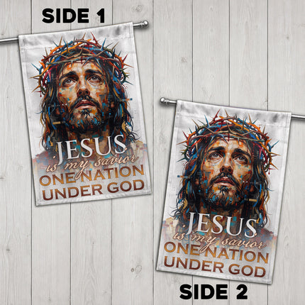 SP-01 One Nation Under God Jesus Is My Savior Christian Garden Flag Family Gatherings
