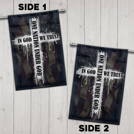 SP-01 In God We Trust One Nation Under God Christian Cross Garden Flag Memorial Day