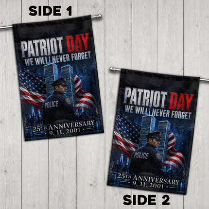 25th Anniversary Patriot Day Night Watch Police Twin Towers Memorial Flag