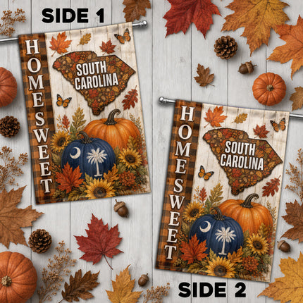 South Carolina Home Sweet Autumn Pumpkin Harvest Flag
