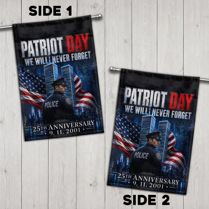 25th Anniversary Patriot Day Night Watch Police Twin Towers Memorial Flag