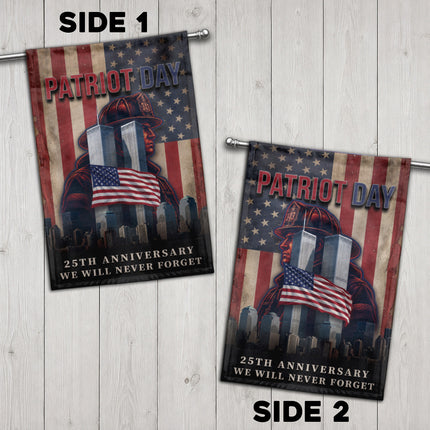 Patriot Day 25th Anniversary Firefighter Twin Towers Tribute Flag