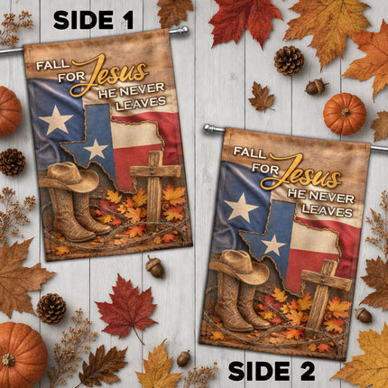 Texas Fall for Jesus Cowboy Cross Western Christian Flag