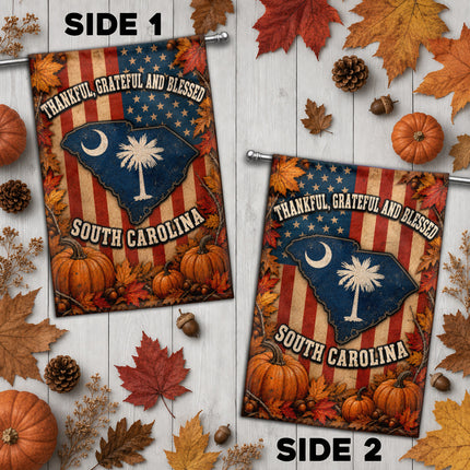 South Carolina Thankful Grateful Blessed Autumn Harvest Flag