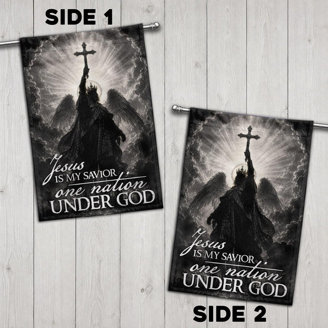 Jesus Is My Savior Angel Cross One Nation Under God Flag