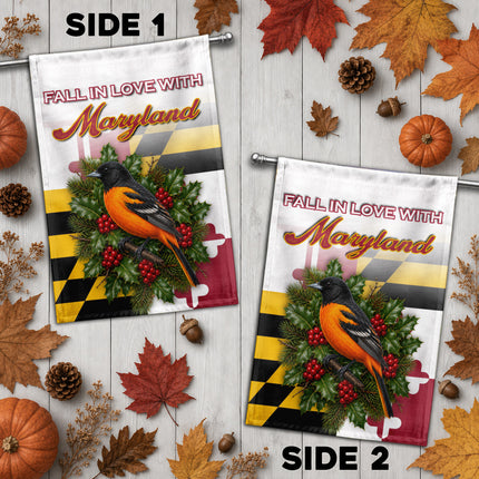 Maryland Fall Flag Fall in Love Oriole State Garden Decor