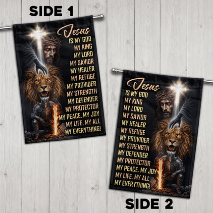 SP-01 Christian Warrior Flag Jesus Is My God Prayer & Spiritual Warfare Garden Flag