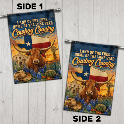 Texas Flag Cowboy Country Longhorn Lone Star Western Flag