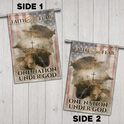 SP-01 Inspirational Christian Flag Faith Over Fear One Nation Under God Memorial Services