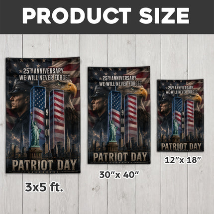 25th Anniversary Patriot Day Liberty Police Eagle Twin Towers Tribute Flag
