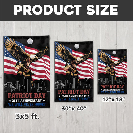 Patriot Day 25th Anniversary Moonlit Eagle Firefighter Skyline Flag