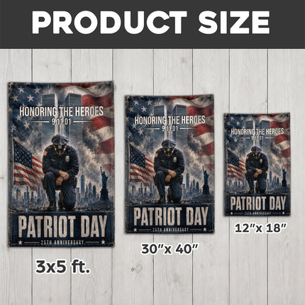 Patriot Day 25th Anniversary Kneeling Police Ground Zero Tribute Flag