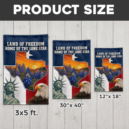 Texas Flag Land of Freedom Bluebonnet Eagle Liberty Flag