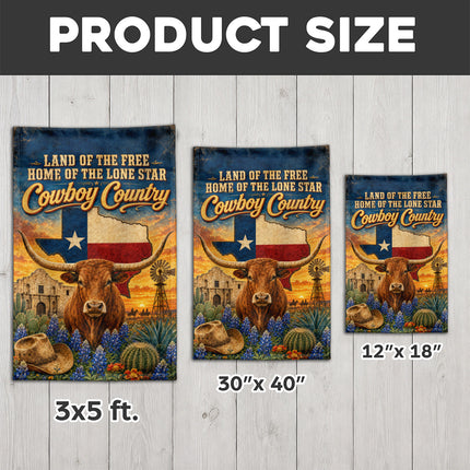 Texas Flag Cowboy Country Longhorn Lone Star Western Flag
