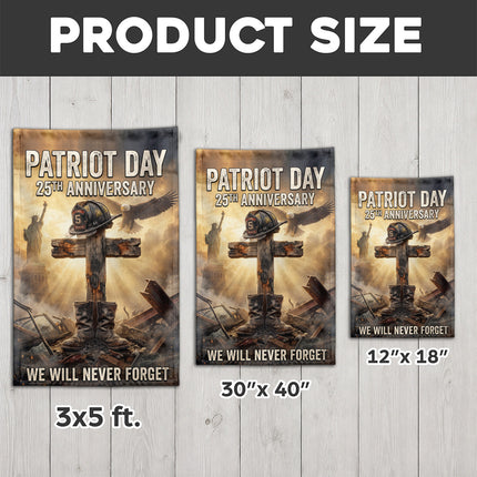 Patriot Day 25th Anniversary Fallen Firefighter Cross and Boots Memorial Flag