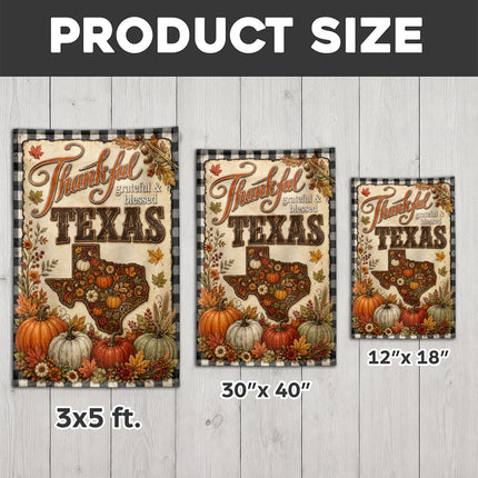 Texas Thankful Grateful Blessed Pumpkin Harvest Fall Flag