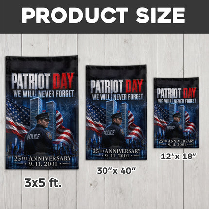 25th Anniversary Patriot Day Night Watch Police Twin Towers Memorial Flag