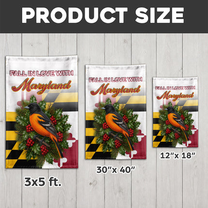 Maryland Fall Flag Fall in Love Oriole State Garden Decor