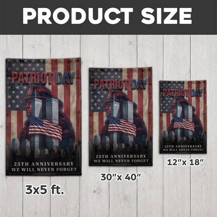 Patriot Day 25th Anniversary Firefighter Twin Towers Tribute Flag