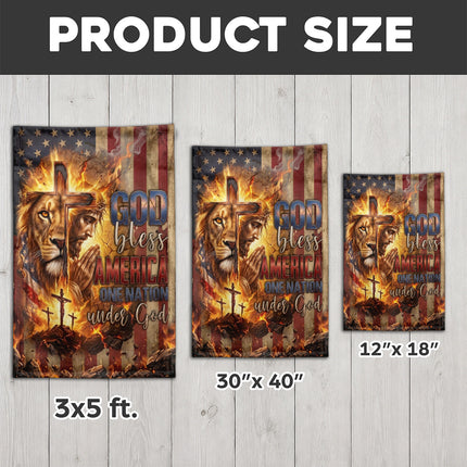 One Nation Under God Christian Flag Jesus Lion Cross God Bless America