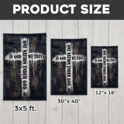 SP-01 In God We Trust One Nation Under God Christian Cross Garden Flag Memorial Day