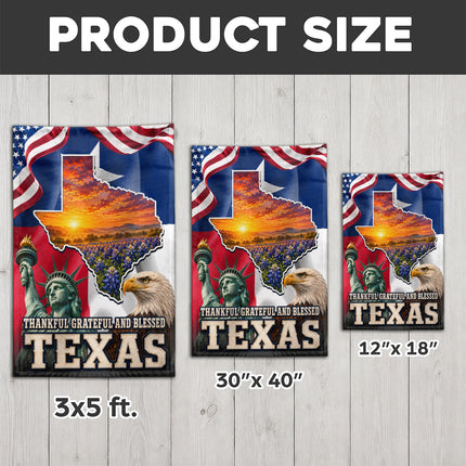 Texas Flag Thankful Grateful Blessed Bluebonnet Eagle Flag