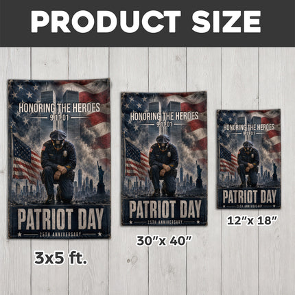 Patriot Day 25th Anniversary Kneeling Police Ground Zero Tribute Flag