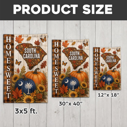 South Carolina Home Sweet Autumn Pumpkin Harvest Flag