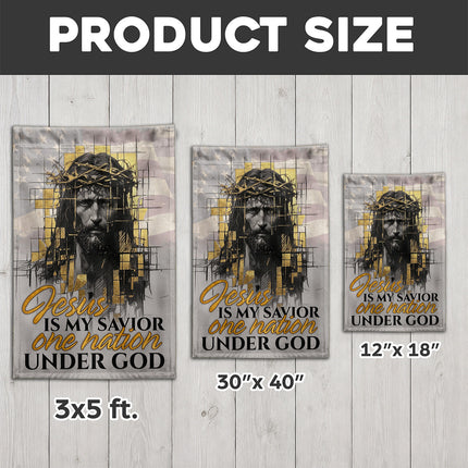 SP-01 Jesus Garden Flag Jesus Is My Savior One Nation Under God Christian Flag