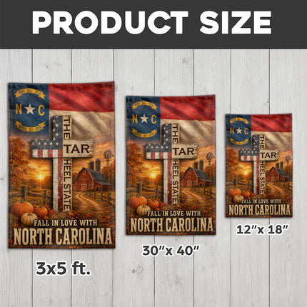 North Carolina Fall in Love Tar Heel Farmhouse Autumn Flag