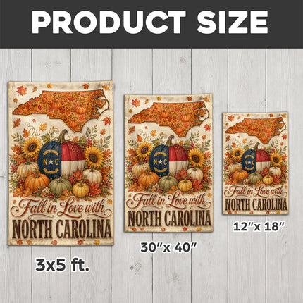North Carolina Fall in Love Pumpkin Harvest Autumn Flag