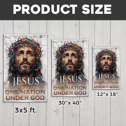 Jesus Is My Savior Colorful Crown Of Thorns One Nation Under God Flag