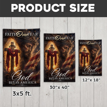 SP-01 Christian Patriotic Decor Flag Faith Over Fear God Bless America National Day of Prayer