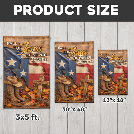 Texas Fall for Jesus Cowboy Cross Western Christian Flag
