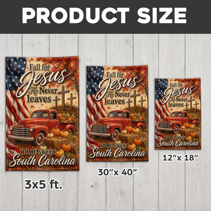 South Carolina Fall for Jesus Vintage Truck Autumn Flag