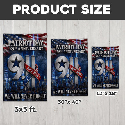 Patriot Day 25th Anniversary 2001 2026 Police Star Twin Towers Flag