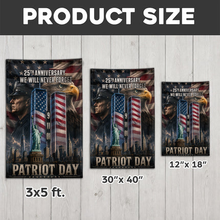 25th Anniversary Patriot Day Liberty Police Eagle Twin Towers Tribute Flag