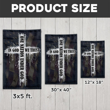 In God We Trust Patriotic Cross One Nation Under God Flag