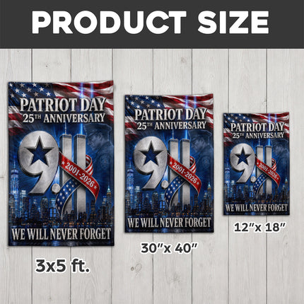 Patriot Day 25th Anniversary 2001 2026 Police Star Twin Towers Flag