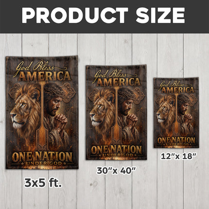 SP-01 One Nation Under God God Bless America Jesus Lion Garden Flag Prayer Meetings