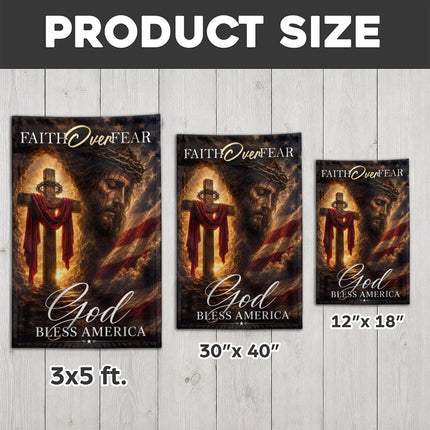 Faith Over Fear God Bless America Empty Tomb Cross Flag