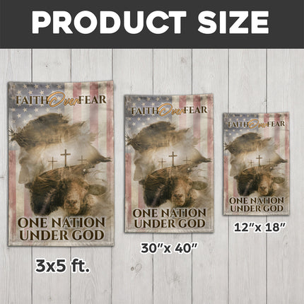 SP-01 Inspirational Christian Flag Faith Over Fear One Nation Under God Memorial Services