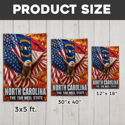 North Carolina Fall Patriotic Eagle Tar Heel State Flag