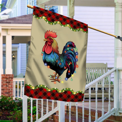 Rooster Chicken Merry Christmas Flag - Charming Present