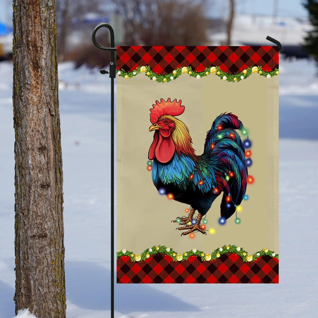 Rooster Chicken Merry Christmas Flag - Charming Present