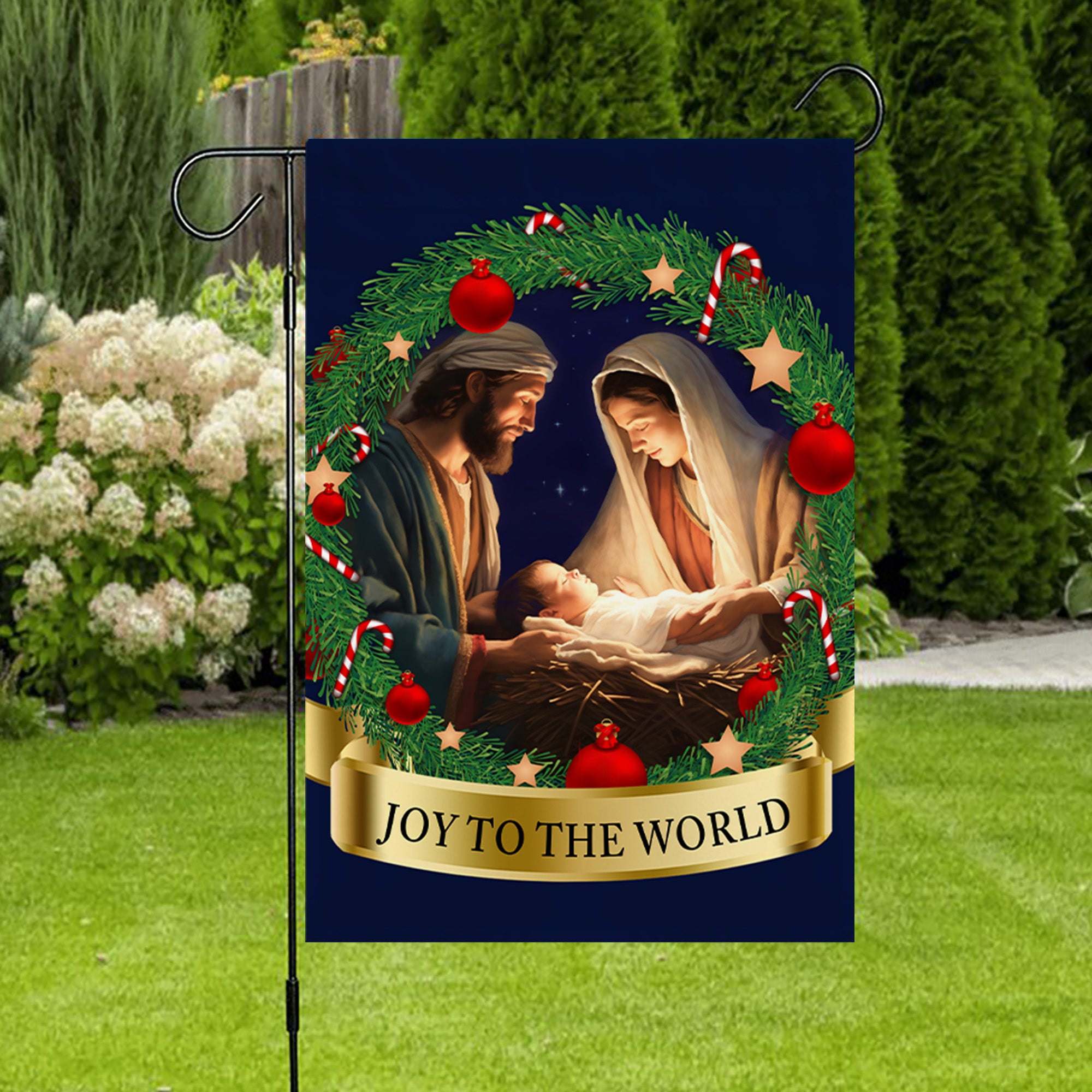 Nativity Of Jesus Child Is Born Christmas Flag