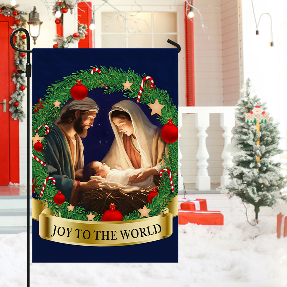 Nativity Of Jesus Child Is Born Christmas Flag