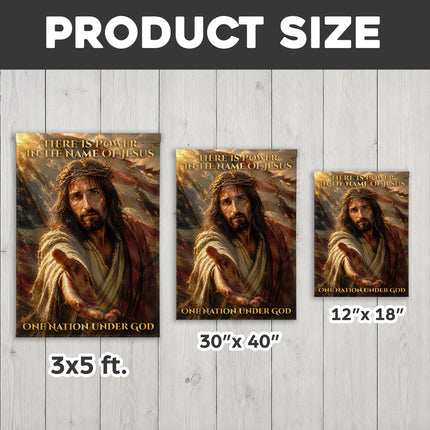 SP-01 There Is Power in the Name of Jesus One Nation Under God Garden Flag Veterans Day